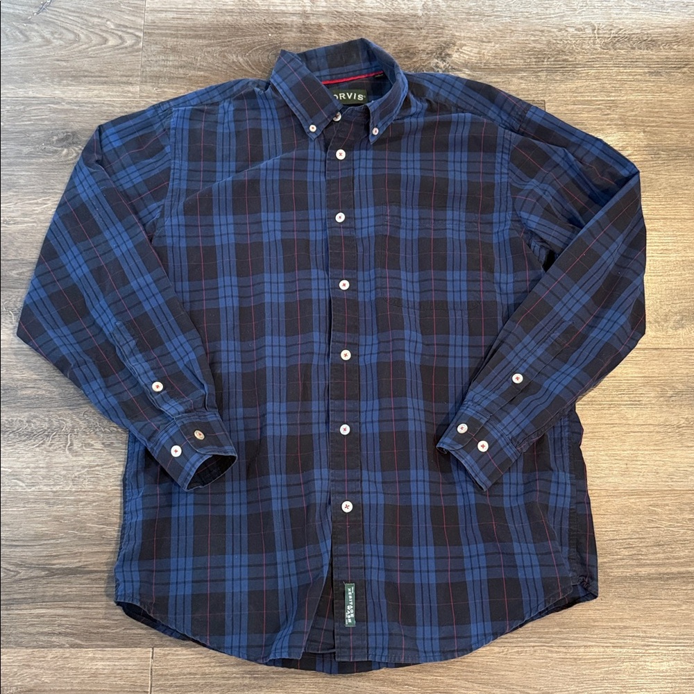 Orvis Plaid Heritage Wash Cotton Button Down Shirt Mens Size L